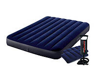 Практичный и удобный надувной матрас 152см Intex с двумя подушками и ручным насосом