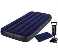 Практичный и удобный надувной матрас 76см Intex с одной подушкой и ручным насосом