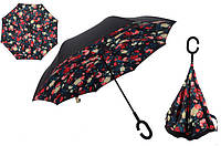 Зонт наоборот Up Brella Розы (сине-красно-белые)