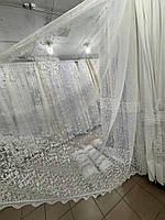 Бамбуковый белый тюль №6185 для зала, гостинной оптом