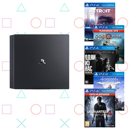 Ігрова приставка PlayStation 4 Pro 1TB (БУ) + 5 ігор, фото 1