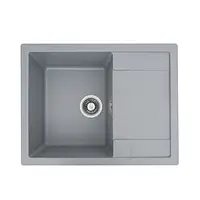 Кухонная мойка Platinum 6550 INTENSO гранитная матовая с креплением, 65x50 см, Серый металлик (000025110)