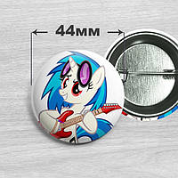 Значок Вініл Скретч з мультсеріалу My Little Pony | Vinyl Scratch. 44мм