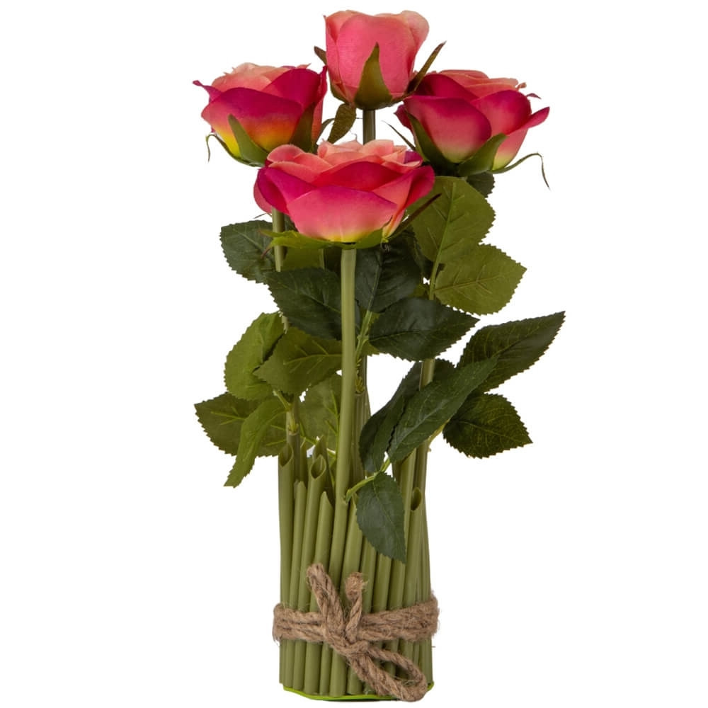 Троянда зв'язка 5 голів 29 см кораловий, фото 1