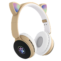 Бездротові Bluetooth-навушники з котячими вушками ST-77M Бежеві