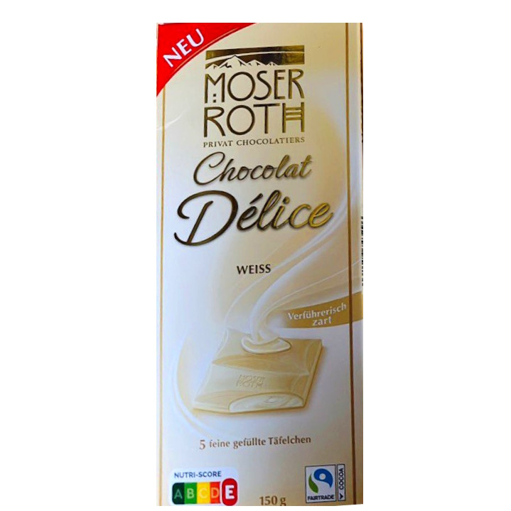 Шоколад Moser Roth Chocolat Delice Weiss 150 г Німеччина