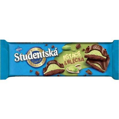 Шоколад Молочний Studentska Pecet Pistacie & Mlecna з Фісташкою та Горіховою начинкою 240 г Чехія (5 шт/1 уп)
