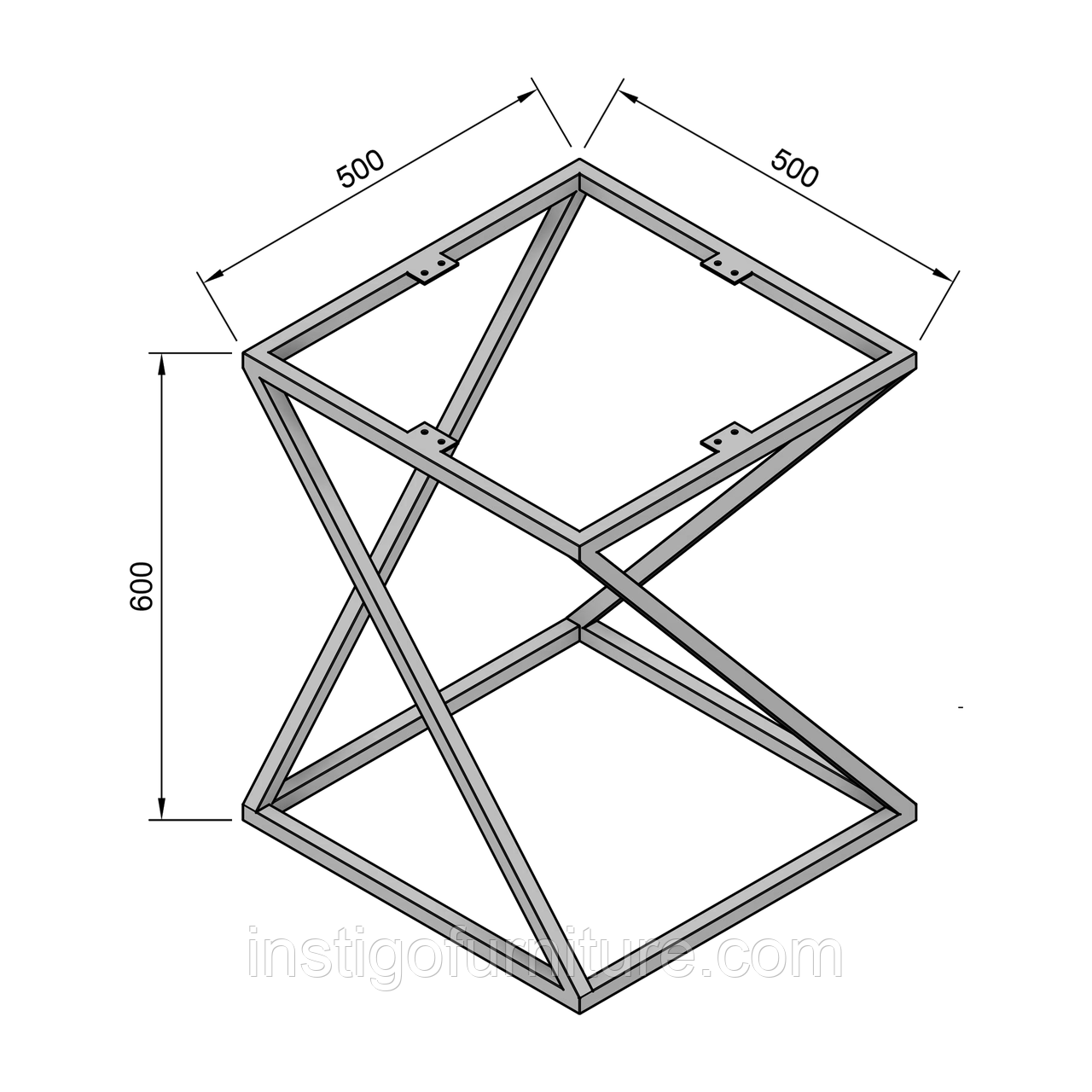 Подстолье каркас для журнального стола из металла 500×500mm, H=600mm - фото 6 - id-p461118665