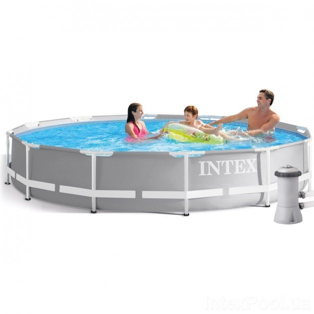 Великий сімейний каркасний басейн Интекс FramePool Intex 366 x 76 см 6503 літрів круглий є фільтр - насос