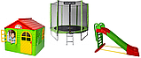 АКЦІЯ НАБІР "ТОП" Дитячий пластиковий будиночок зі шторками, велика пластикова гірка Doloni і батут 252 см, фото 2