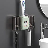 Диспенсер для зубной пасты с держателем зубных щеток Toothbrush Holder -Черный с бирюзовым