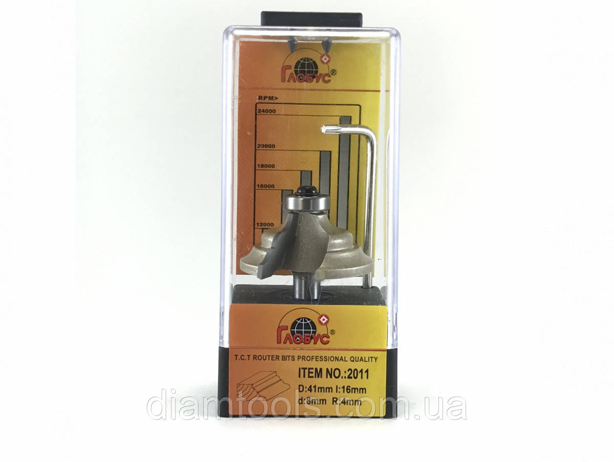 Фреза кромкова калювальна Глобус 2011 D41 d8 L51 h16 R4