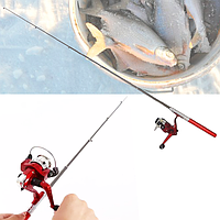 Сложная мини удочка 100 см Fish Anywhere, Anytime, Best gift for Fishing Красная