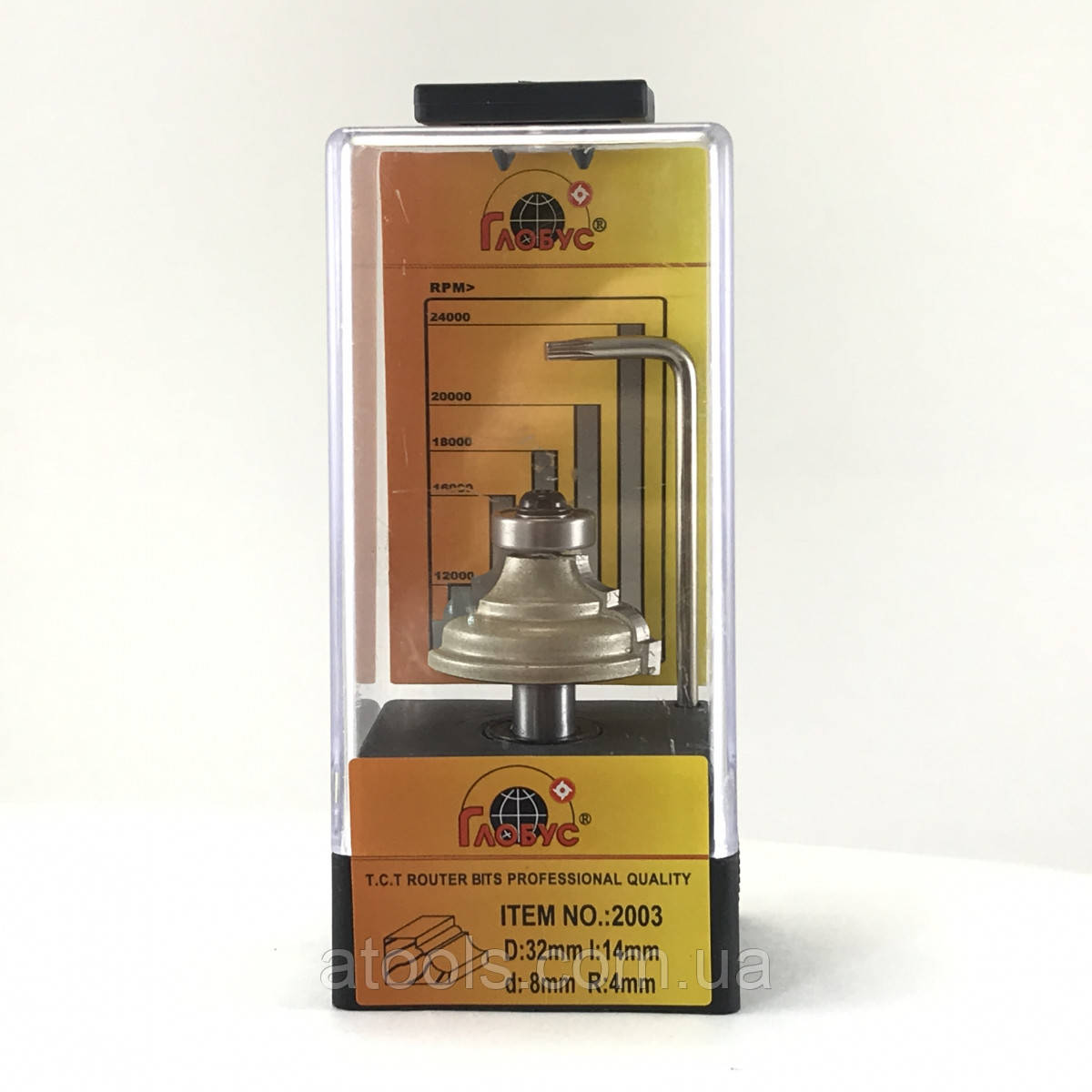 Фреза кромкова калювальна Глобус 2003 D32 d8 L49 h14 R4