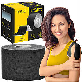 Стрічка кінезіологічна (кінезіотейп) 4FIZJO 5 см x 5 м 4FJ0539 Black