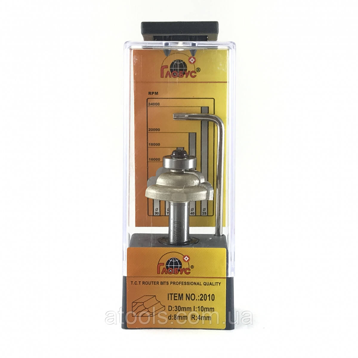 Фреза кромкова калювальна Глобус 2010 D30 d8 L45 h10 R4, фото 1