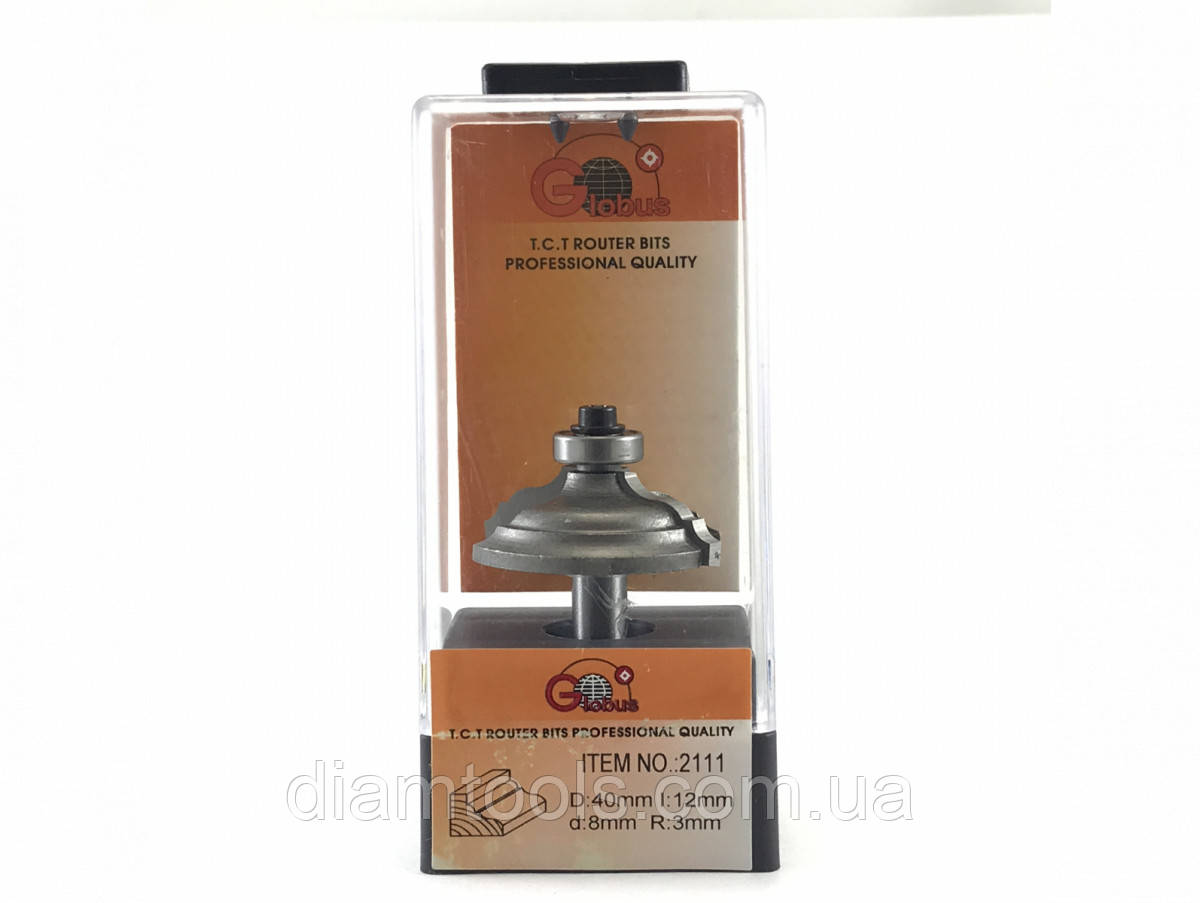 Фреза кромкова калювальна Глобус 2111 D40 d8 L47 h12 R3