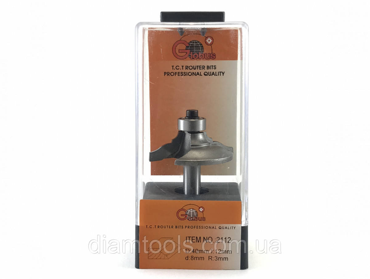 Фреза кромкова калювальна Глобус 2112 D40 d8 L47 h12 R3, фото 1