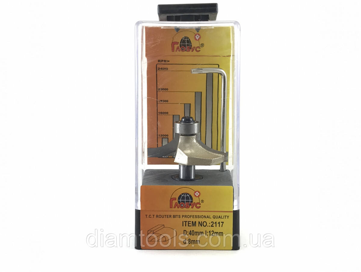 Фреза кромкова калювальна Глобус 2117 D40 d8 L47 h12