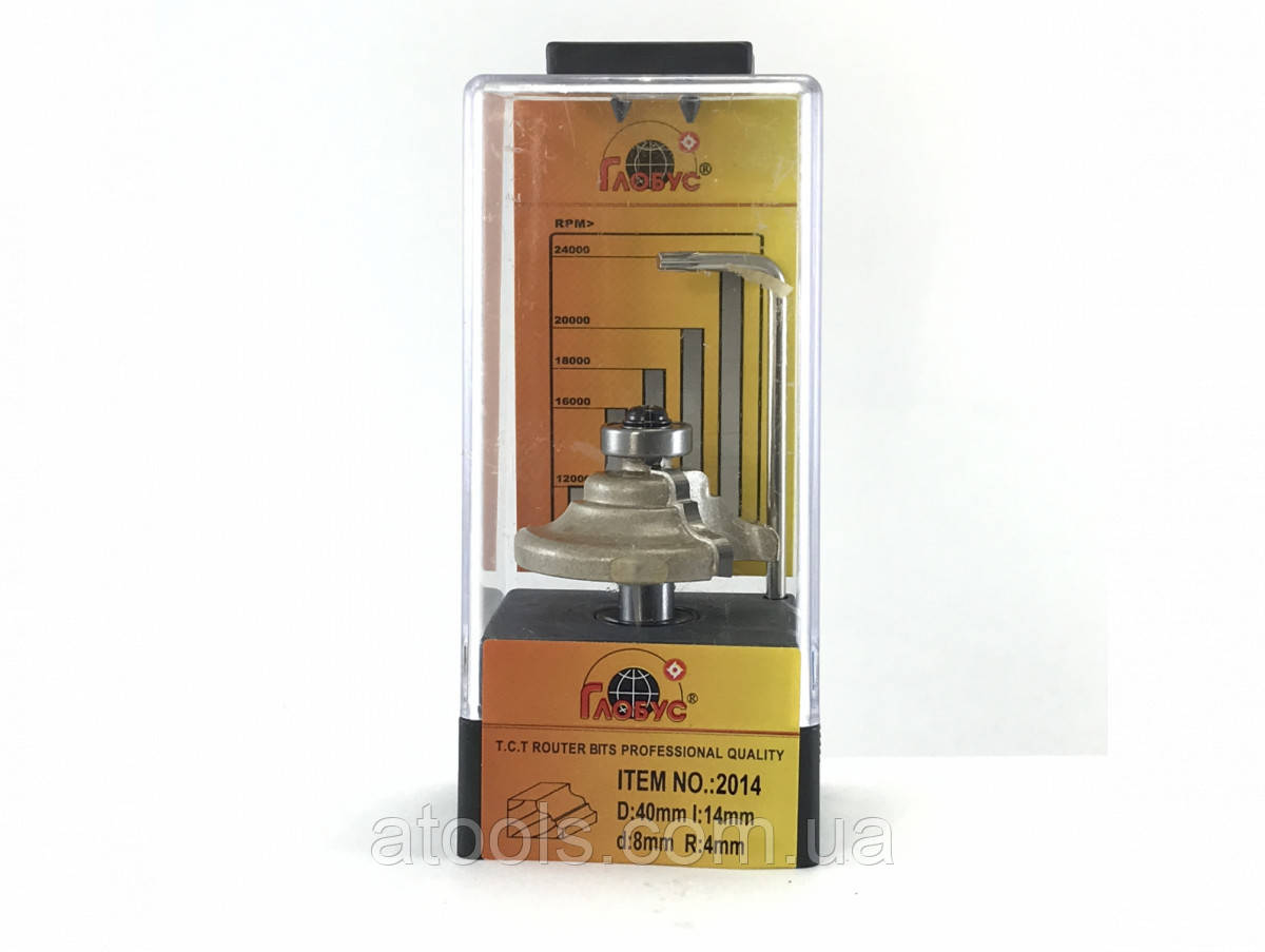 Фреза кромкова калювальна Глобус 2014 D40 d8 L49 h14 R4, фото 1