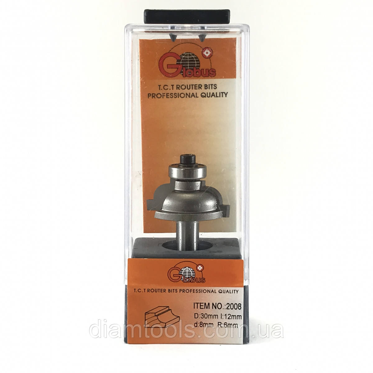 Фреза кромкова фігурна Глобус 2008 D30 d8 L47 h12 R6