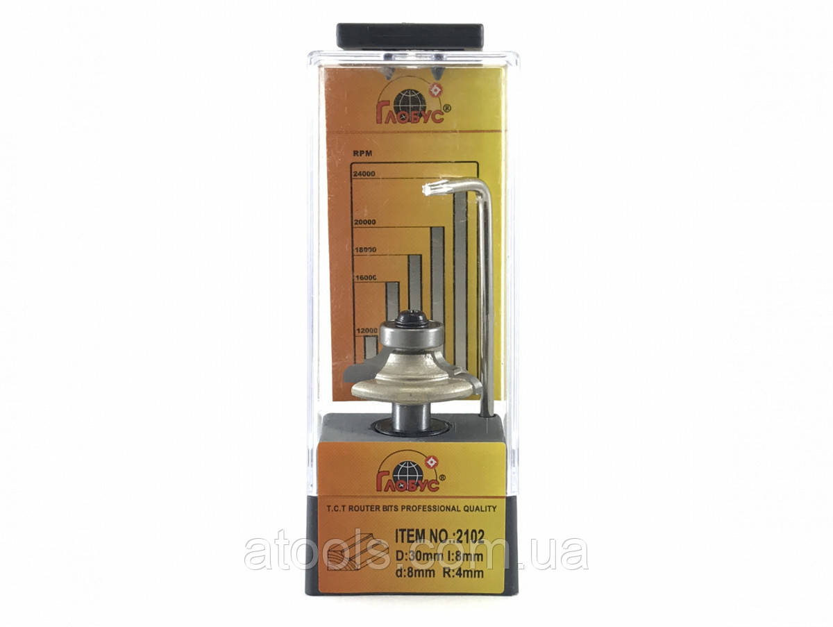 Фреза кромкова калювальна Глобус 2102 D33 d8 L43 h8 R4