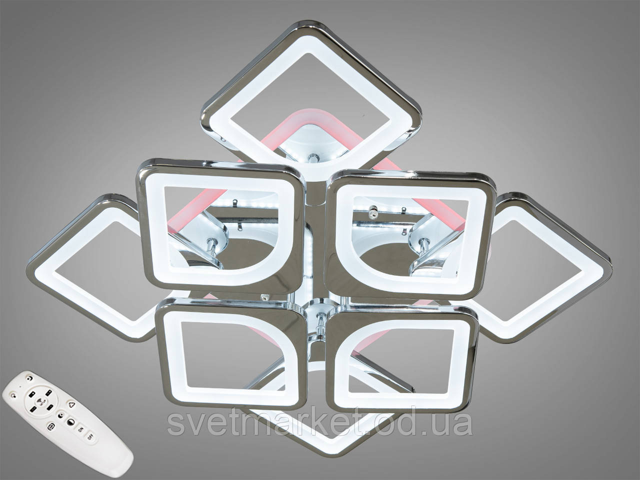 Хромована світлодіодна стельова люстра S8060/4+4HR LED 3color dimmer, фото 1