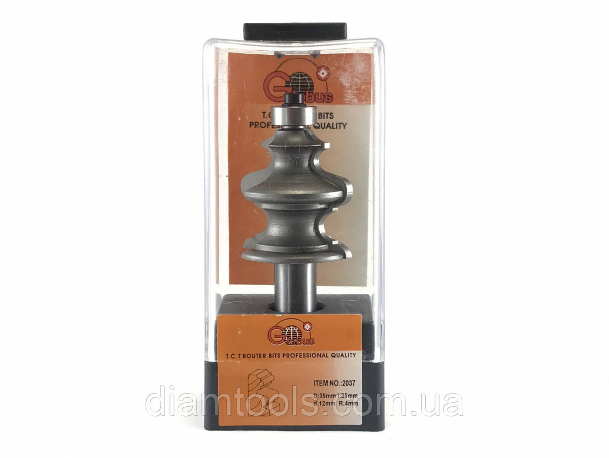 Фреза кромкова фігурна Глобус 2037 D35 d12 L70 h35 R4, фото 1