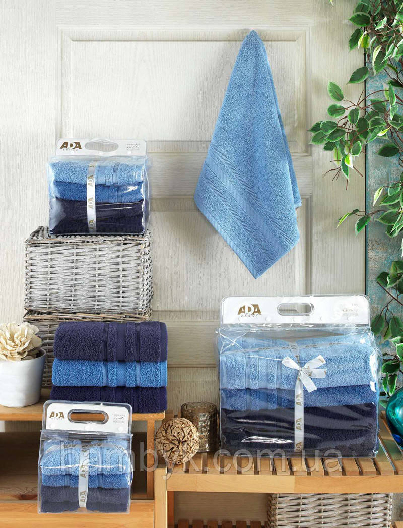 Набір рушників 90x150 (4-шт) м'яких бавовняних якісних різні розміри Ada Туреччина, фото 1