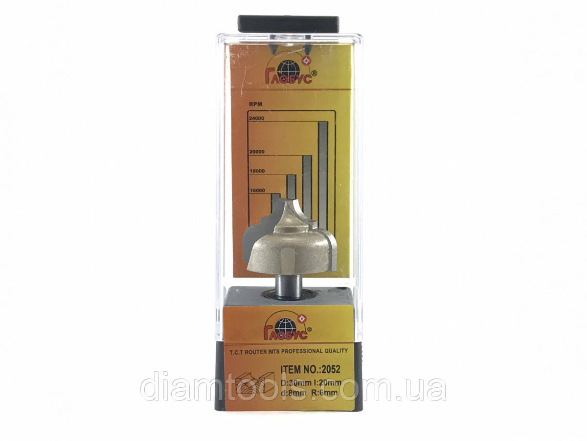 Фреза пазова фасонна Глобус 2052 D30 d8 L55 h20 R6, фото 1
