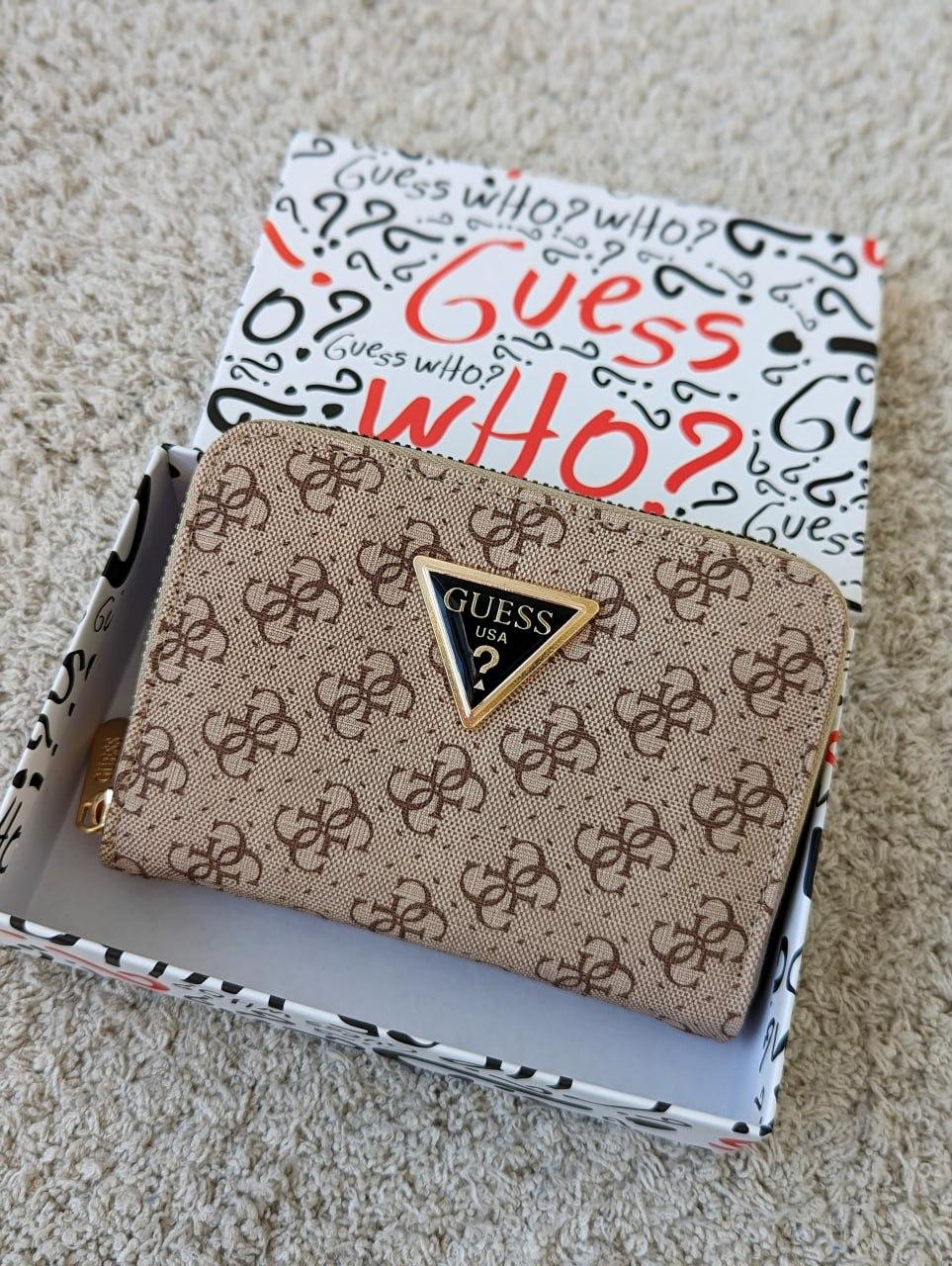 Гаманець Guess жіночий міні Гаманець Гесс бежевий, фото 1