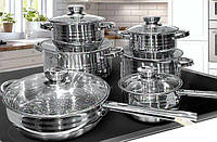 Практичный многофункциональный большой набор кухонной посуды из нержавеющей стали