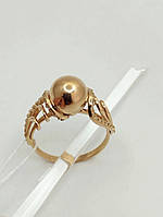 Золотое кольцо шар с цирконием Ukr-gold