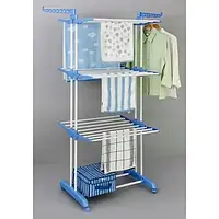 Складная сушилка для белья Garment rack with wheels 3-х ярусная Комнатная для одежды и вещей Вертикальная mgf