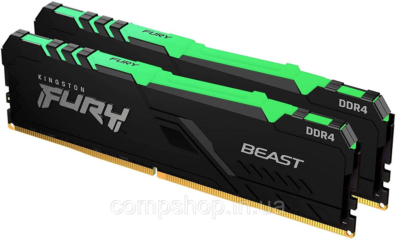 Пам'ять DDR4  32GB  3600MHz PC4-28800  (Kit of 2x16GB)  Kingston FURY Beast RGB (KF436C18BBAK2/32) (код