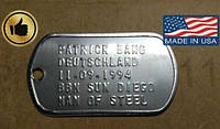 НАТОвський армійський жетон із Вашою особистою інформацією. Швидка відправка. Нержавіюча сталь. Жетон ЗСУ. Mil-Tec. Dog tag