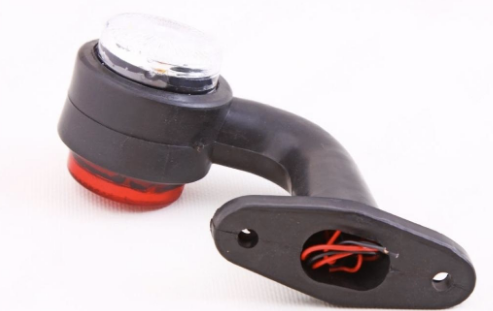 Ліхтар ріжок бічний кривий габаритний світлодіодний 13 см червоний/білий, фото 1