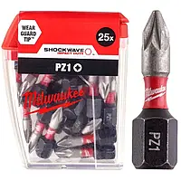 Біта SHOCKWAVE MILWAUKEE, PZ1, 25мм, (25шт)