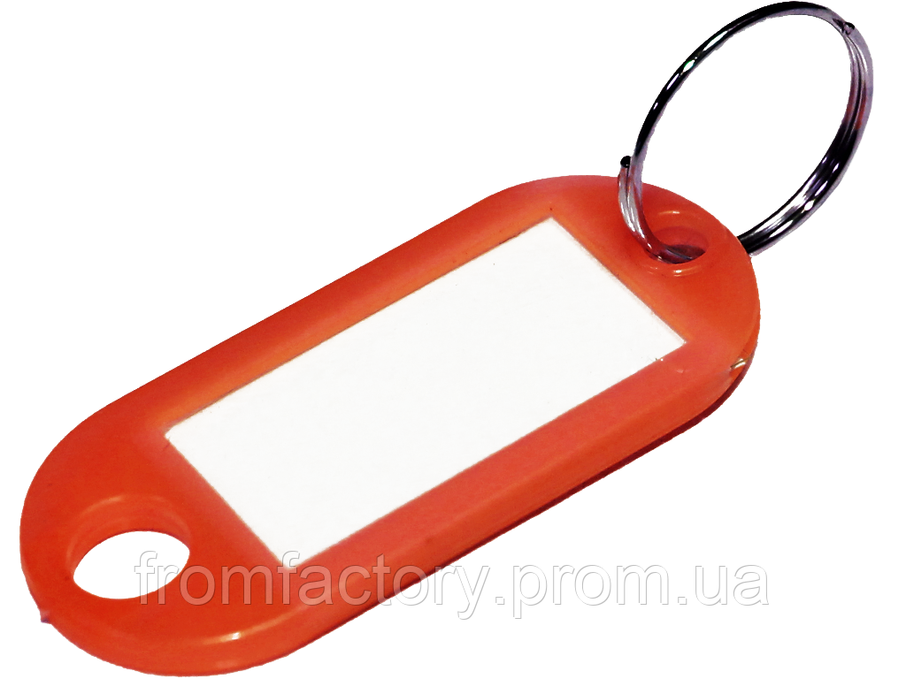 Брелок для ключів пластмасовий з кільцем 50х22мм:Червоний