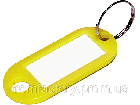 Брелок для ключів пластмасовий з кільцем 50х22мм:Жовтий, фото 2