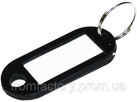 Брелок для ключів пластмасовий з кільцем 50х22мм:Чорний, фото 2