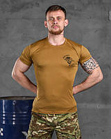 Тактическая потоотводящая футболка койот Odin welcome , армейская тактическая футболка койот для ЗСУ