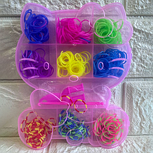 Набір гумок для плетіння браслетів "Хелоу Кітті", 16 см 360 шт (гумки для плетіння)