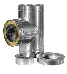 Трійник димохідний 90 градусів з нержавіючої сталі в кожусі з оцинковки ф120/190 0,6/0,6 мм AISI 430