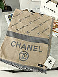 Палантин шарф CHANEL жіночий шарф шанель сіро-бежевий, фото 5