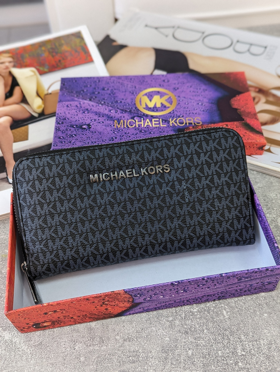 Гаманець Michael Kors великий Майкл Корс жіночий великий темно-синій