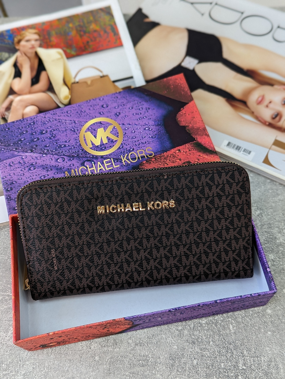 Гаманець Michael Kors великий Майкл Корс великий коричневий
