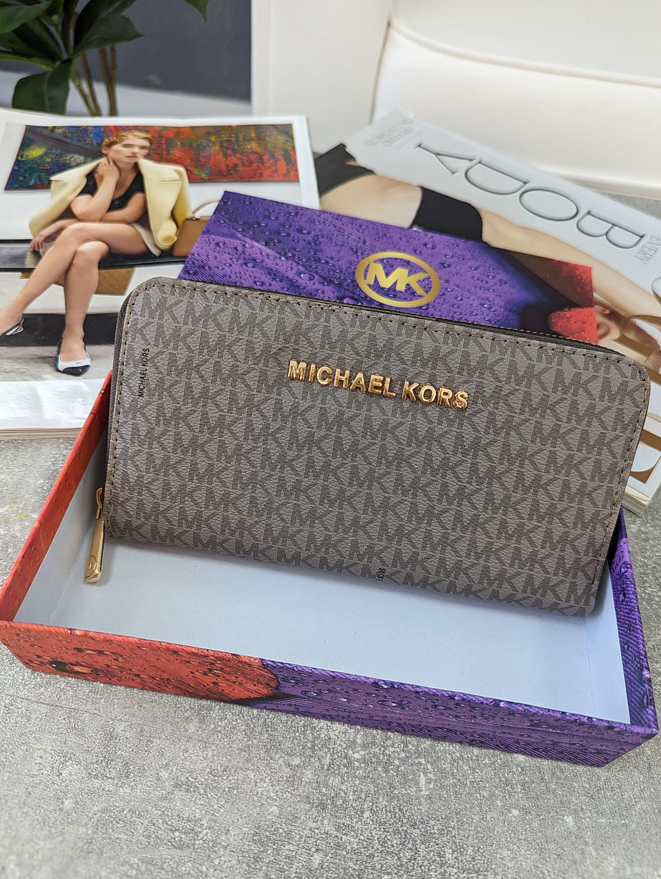 Гаманець Michael Kors, Майкл Корс жіночий великий сірий, фото 1