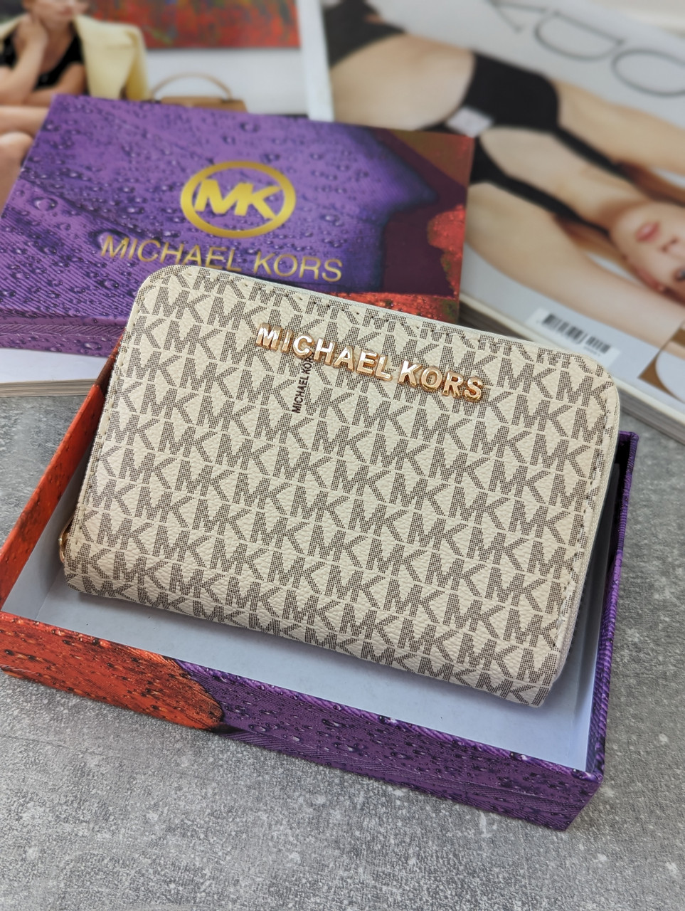 Жіночий гаманець Michael Kors молочний, Майкл Корс маленький, фото 1