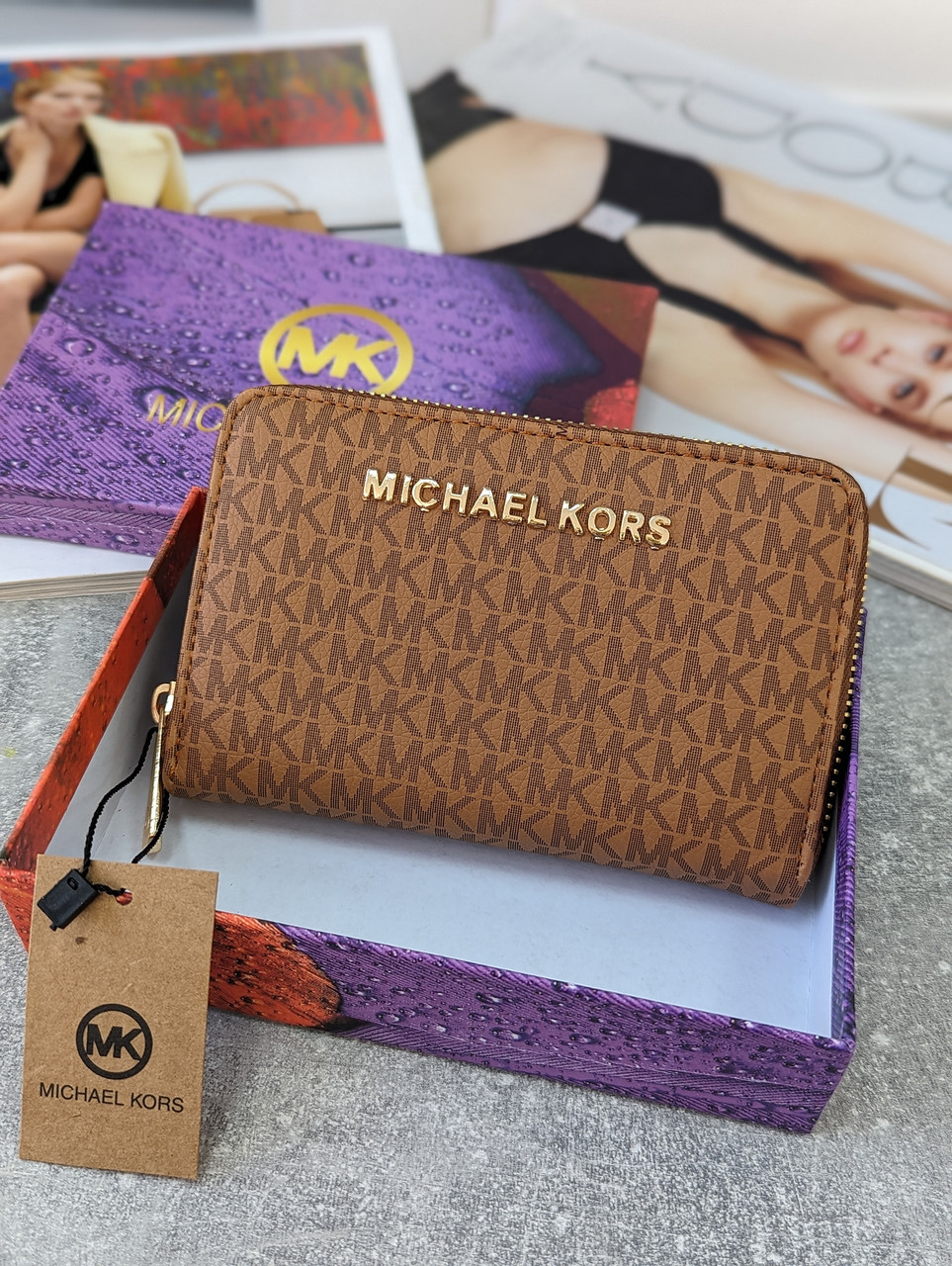 Жіночий гаманець Michael Kors коричневий маленький Майкл Корс, фото 1